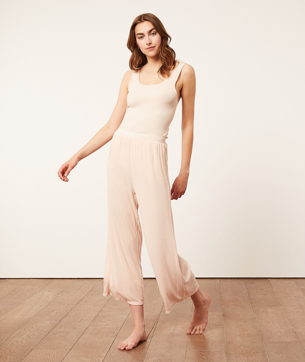 Pantalon de pyjama 7/8è rose poudre.