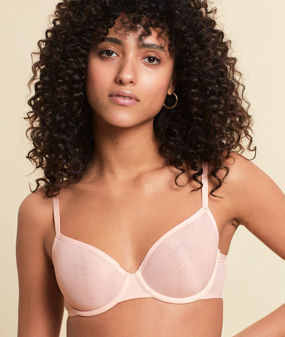 Soutien-gorge classique à coques ultra-fines en mesh invisible blush.