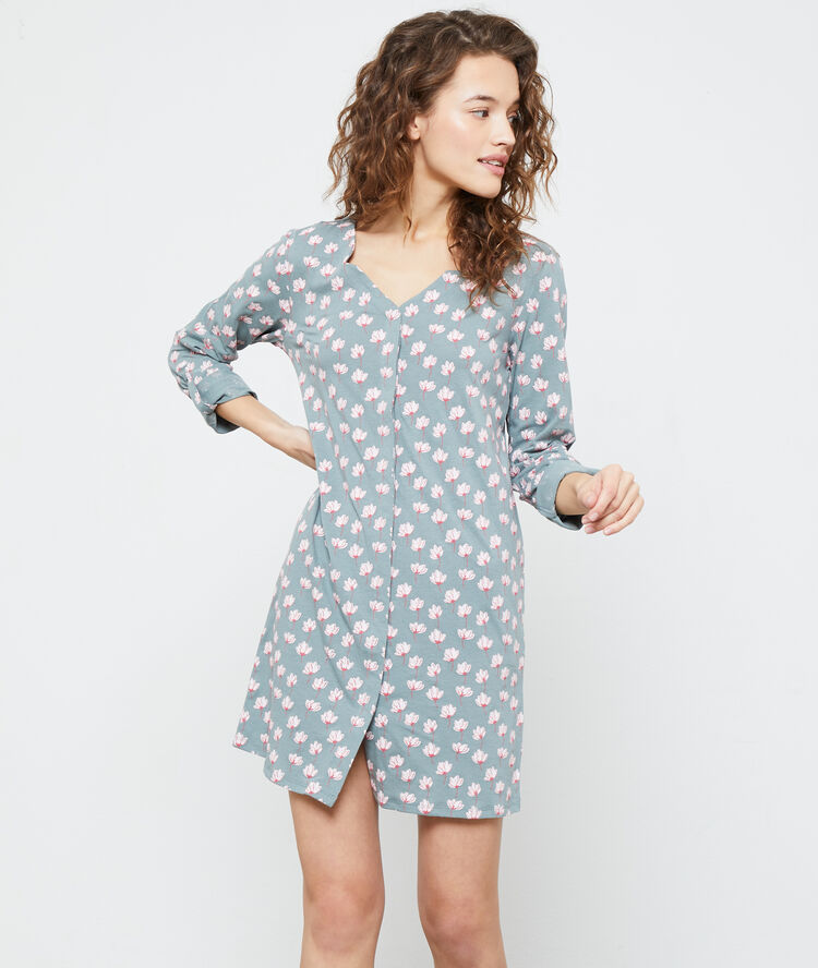 Chemise de nuit imprimé floral kaki.