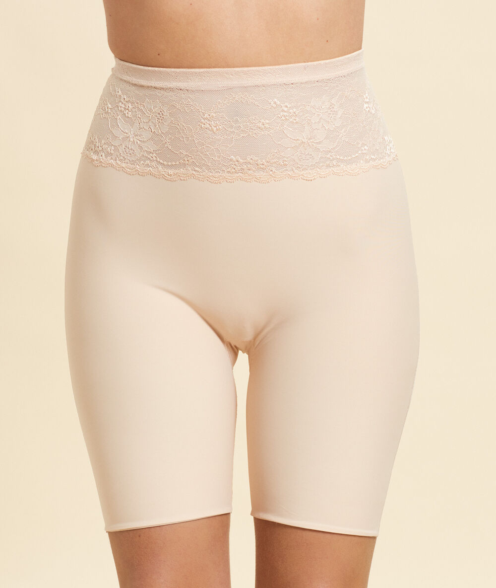 Panty sculptant, détails dentelle - maintien médium beige.