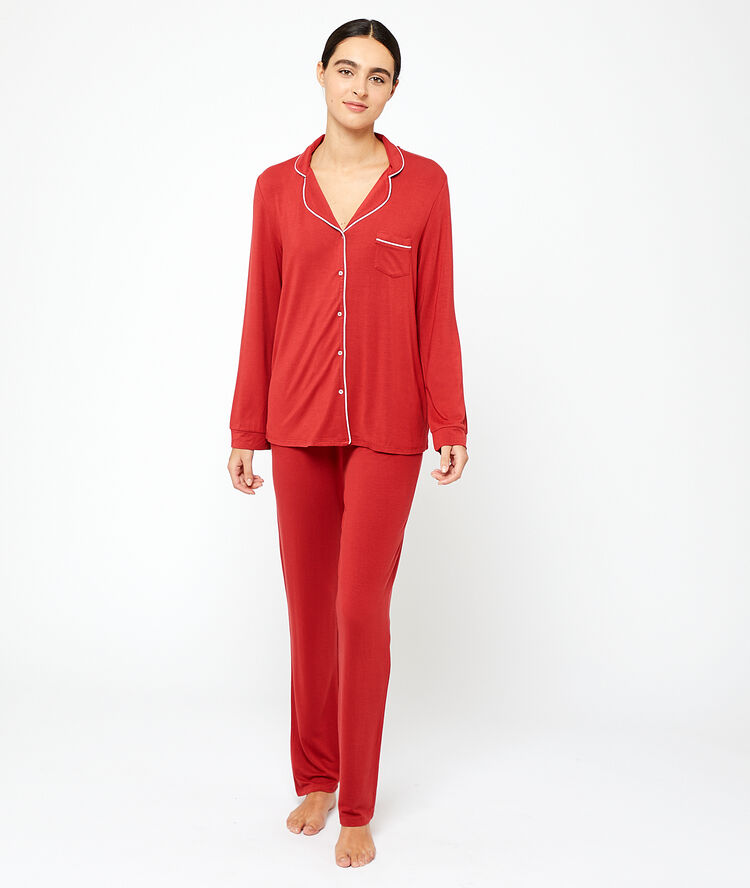Pantalon brique roux.