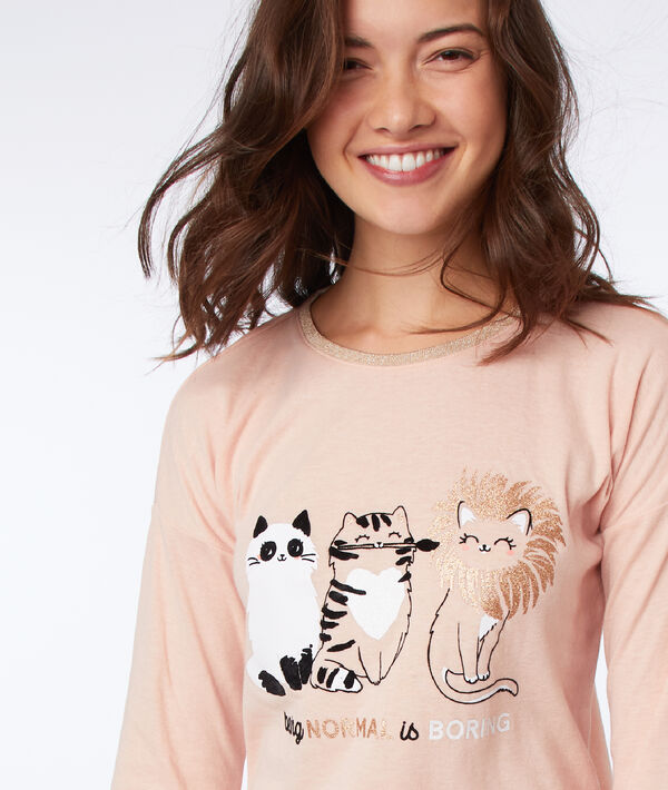 T-shirt noué "being normal is boring" pêche.