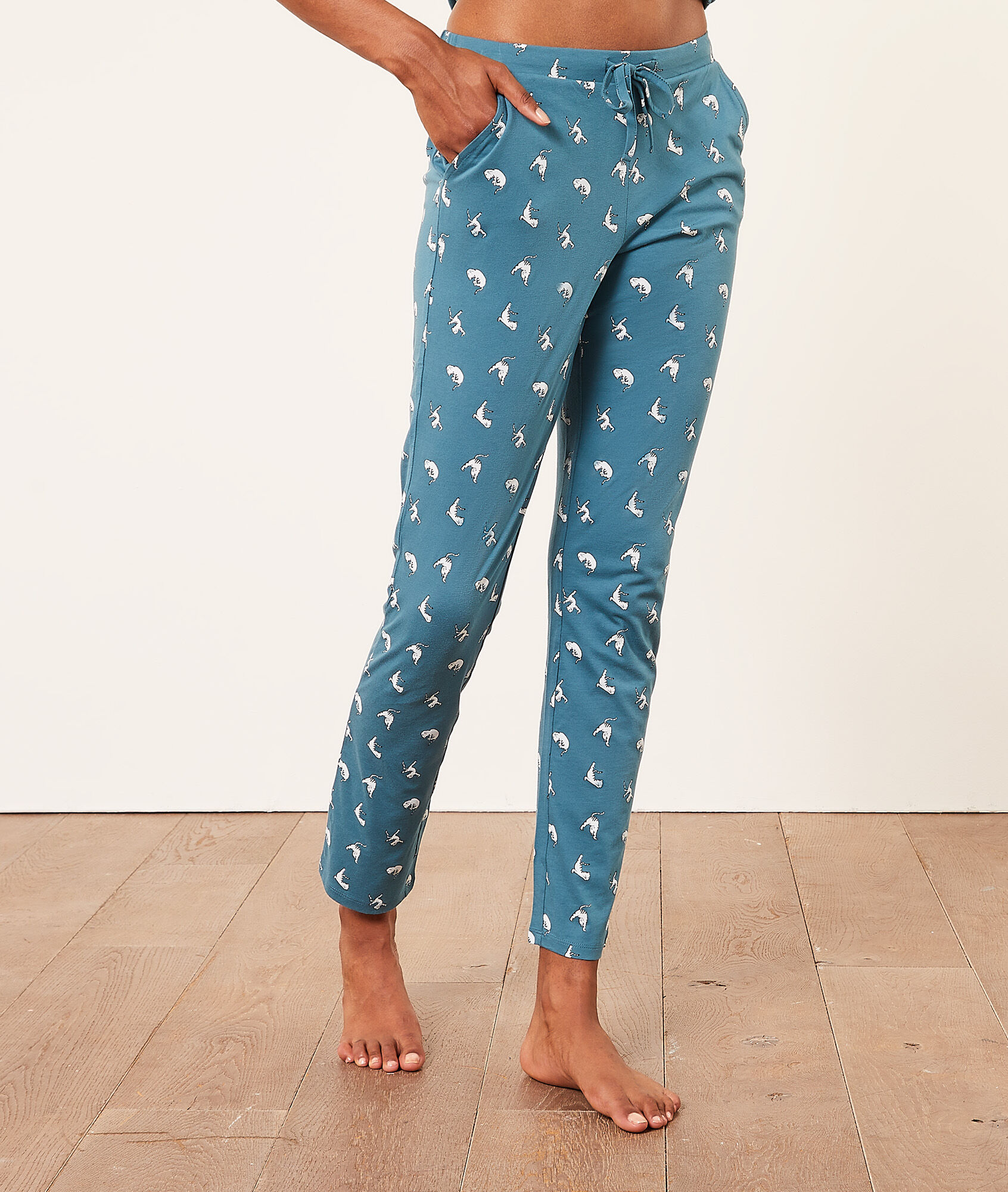 Pantalon de pyjama imprimé chats - Yanko - XS - Bleu - Femme - Etam