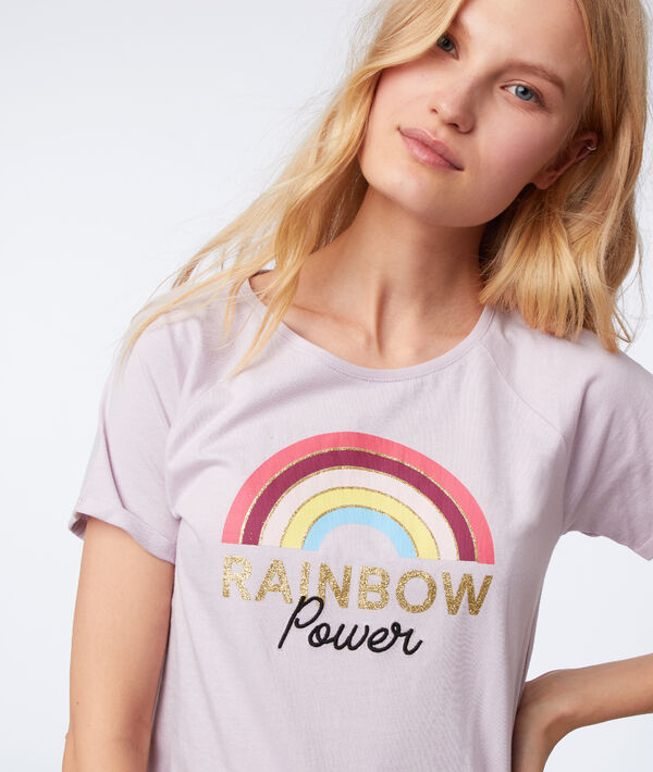 Chemise de nuit "rainbow power" parme.
