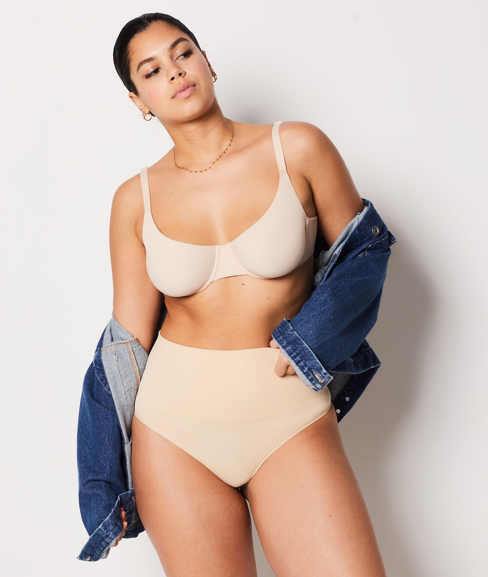 String shapewear taille haute - maintien médium beige.