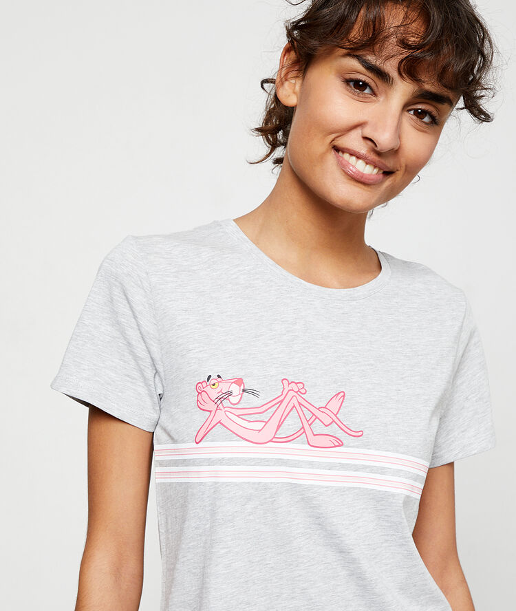 Chemise de nuit panthère rose gris.