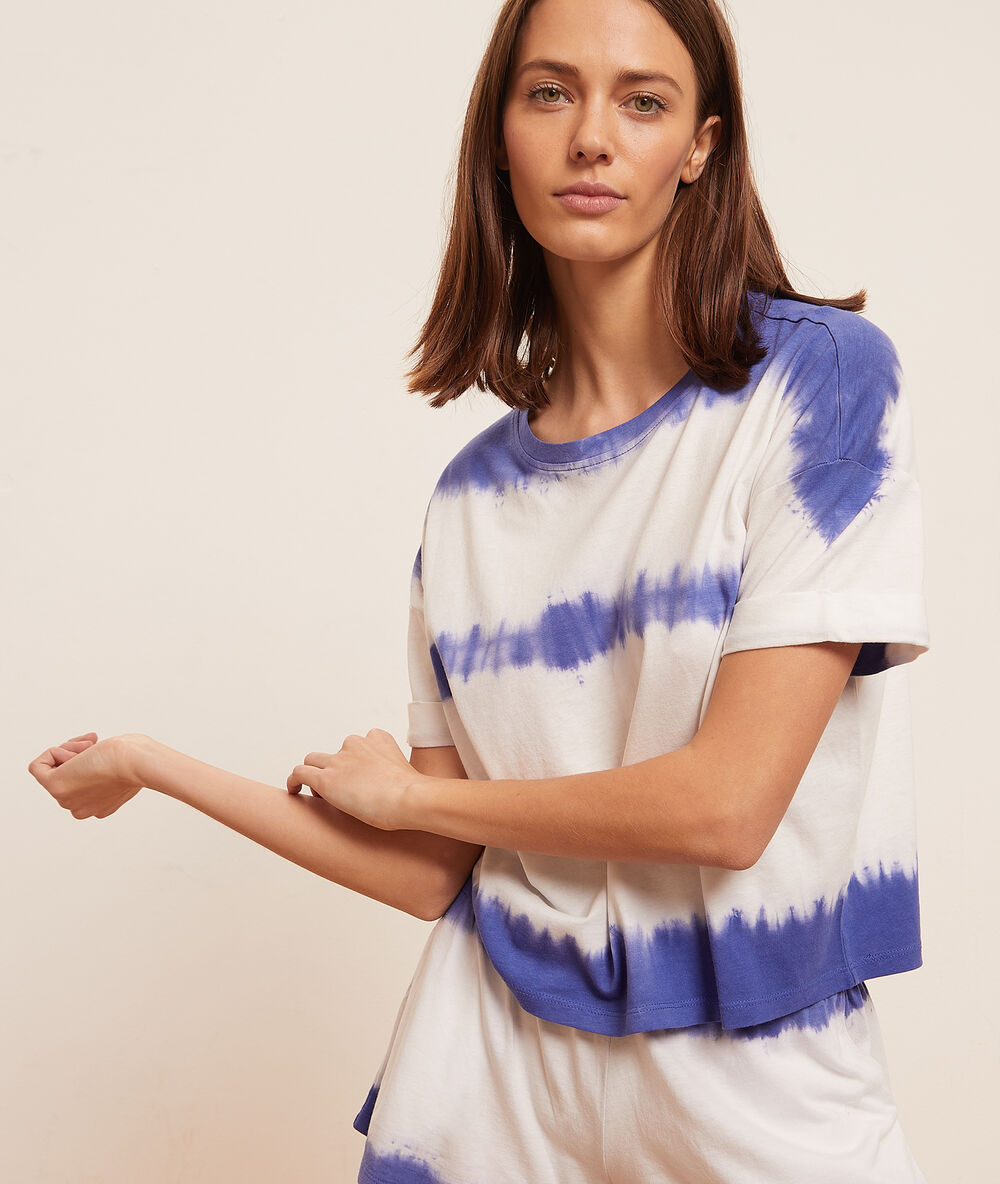 Top manches courtes tie and dye bleu.