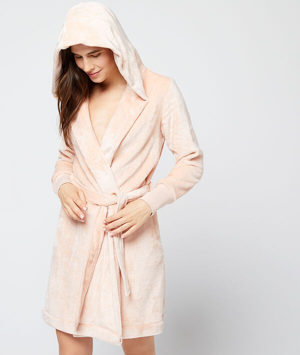 Déshabillé épais ultra doux à capuche rose.