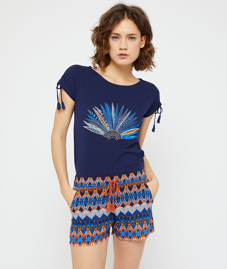 T-shirt à manches nouées marine.