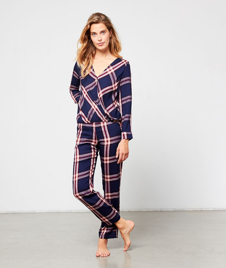 Pantalon imprimé bleu.