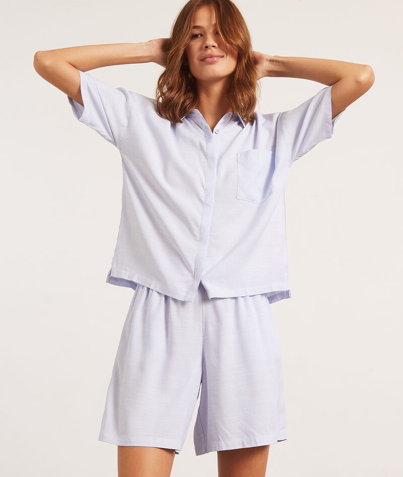 chemise de pyjama manches courtes bamba bleu etam