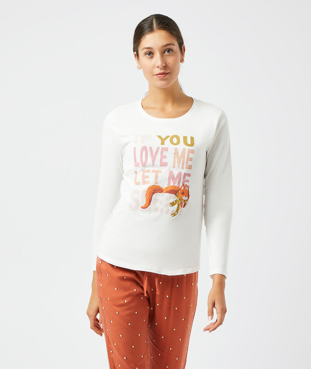 T-shirt "if you love me let me sleep" ecru.