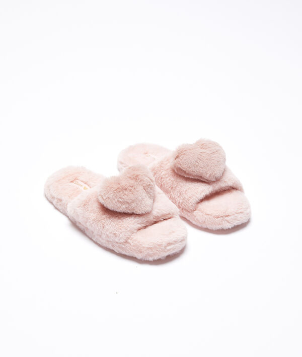 Mules ouvertes fausse fourrure coeur Mules ouvertes fausse fourrure coeur
