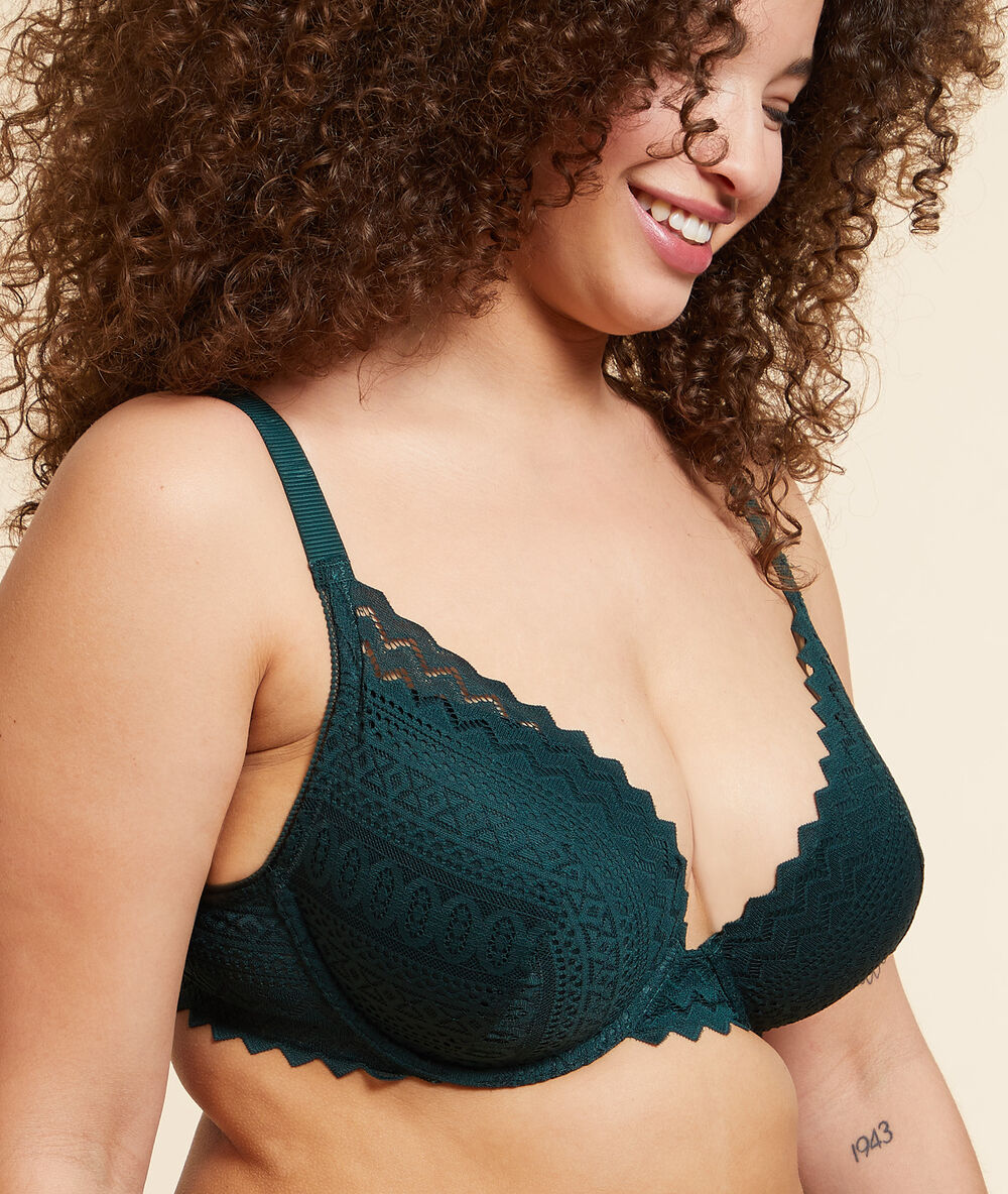 Soutien-gorge n°5 - coques fines vert sapin.