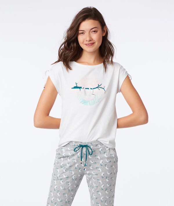 T-shirt imprimé en coton bio ecru.