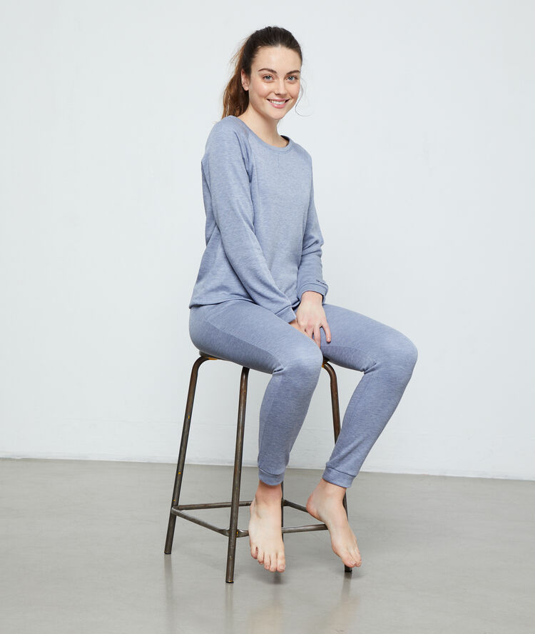 Top manches longues "happy mind" bleu.