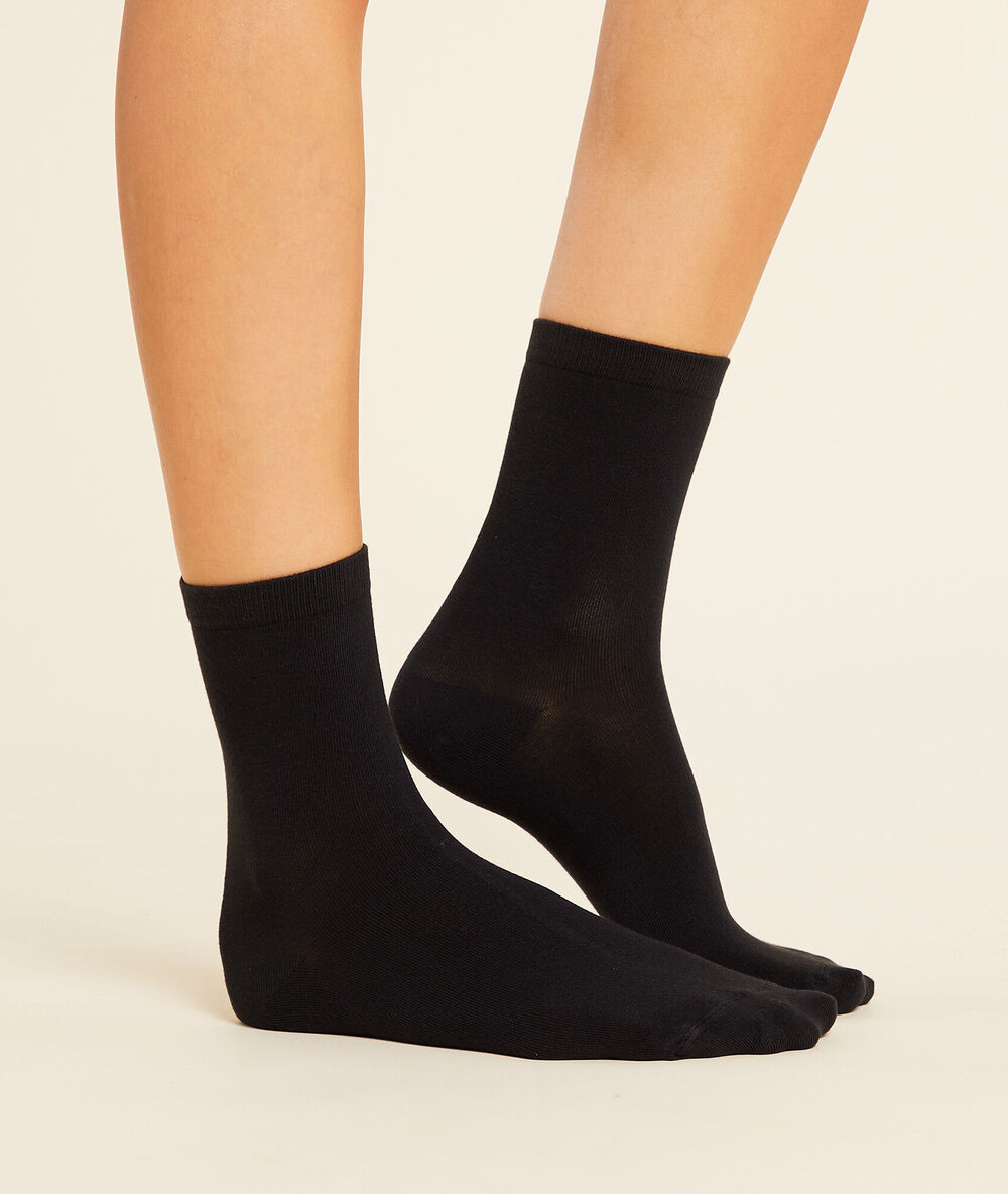 Lot de 2 paires de chaussettes matière thermique noir.