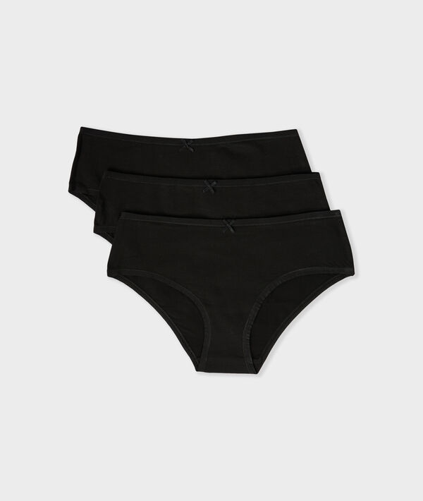 Lot de 3 shortys unis en coton noir.