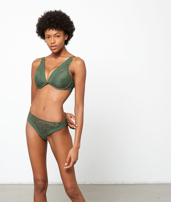 Soutien-gorge n°6 - triangle en microfibre kaki.