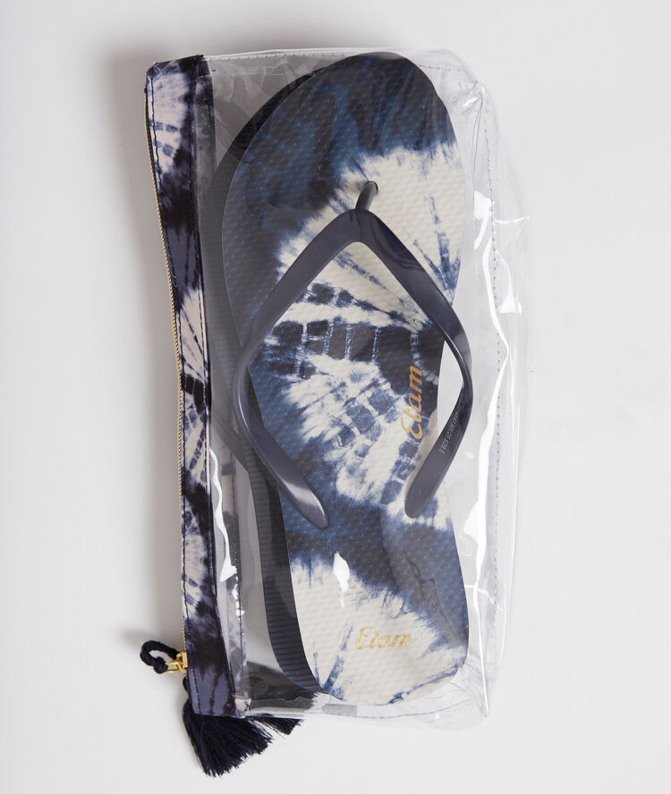 Tongs avec pochette multicolore.