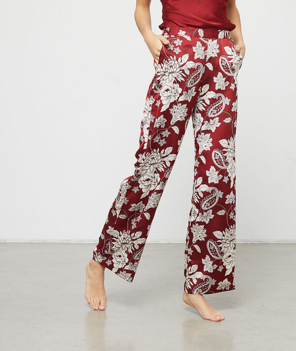 Pantalon satiné imprimé fleuri Pantalon satiné imprimé fleuri