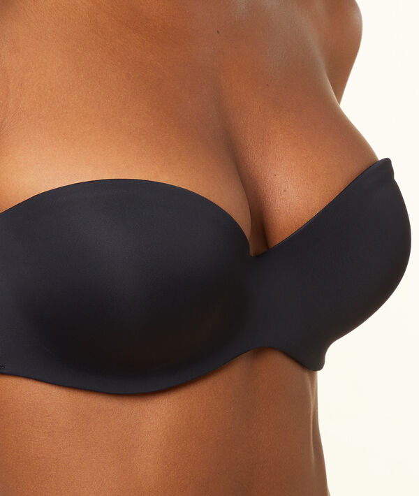 Bandeau microfibre push up, bretelles amovibles - bonnets a/b noir.