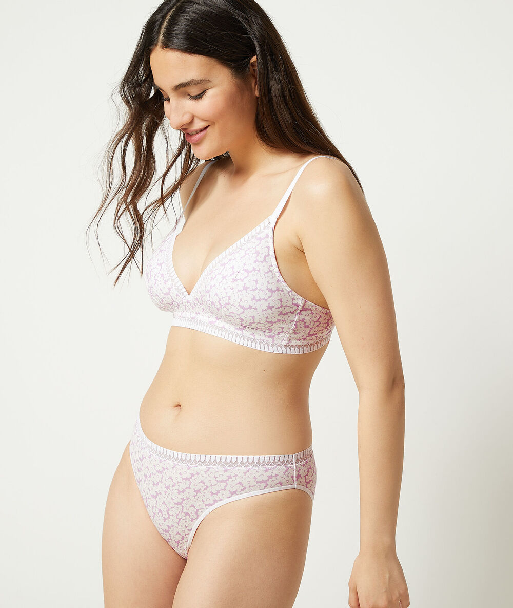 Triangle sans armatures, pads amovibles en coton bio ecru.