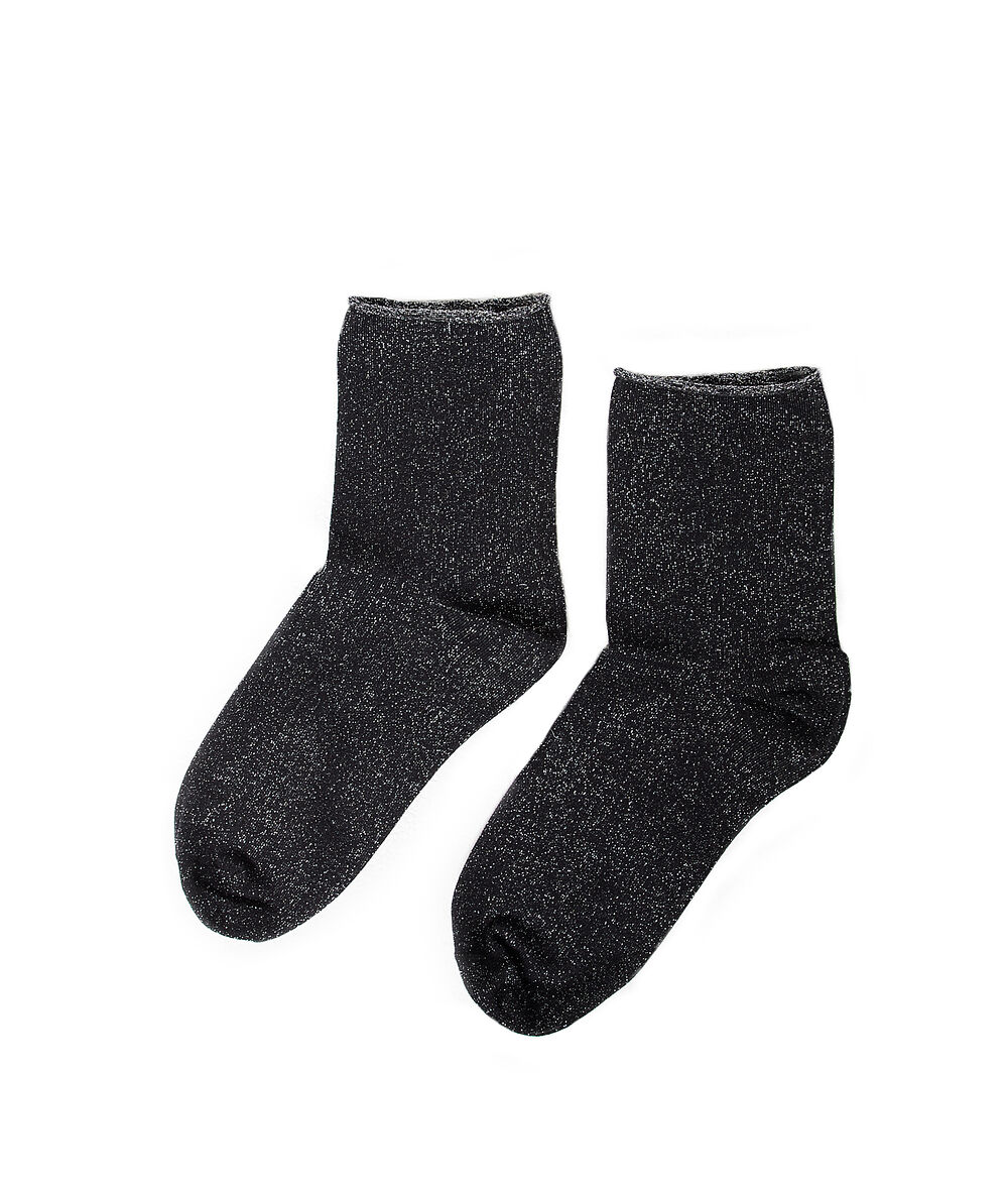 Chaussettes courtes à fils métallisés noir.