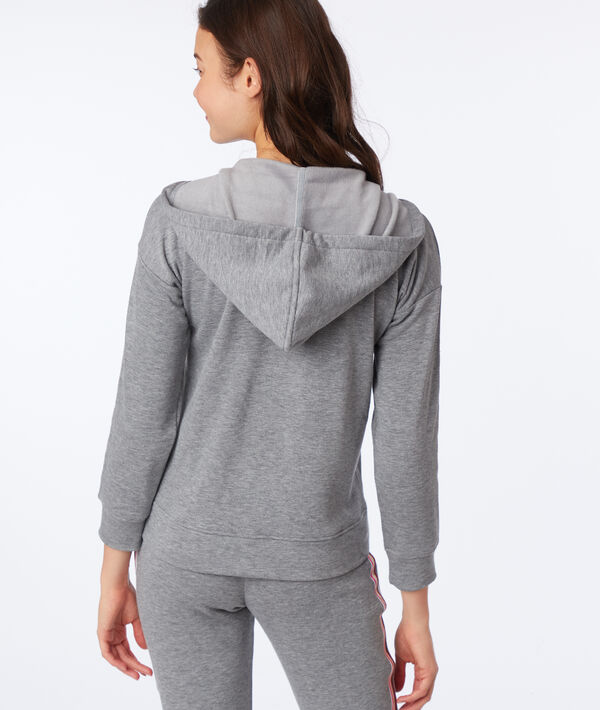Veste homewear à capuche anthracite.