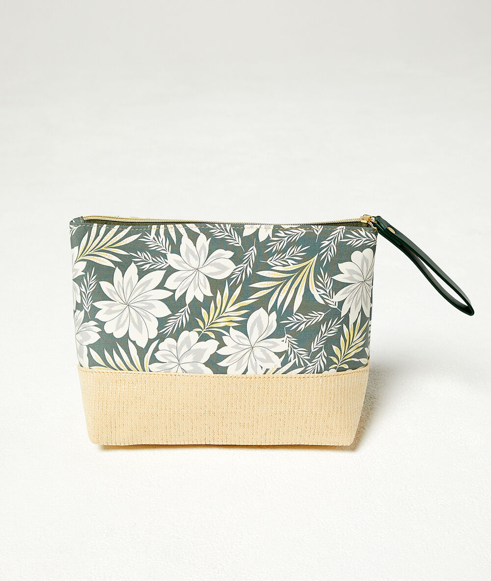 Trousse fleurie vert.