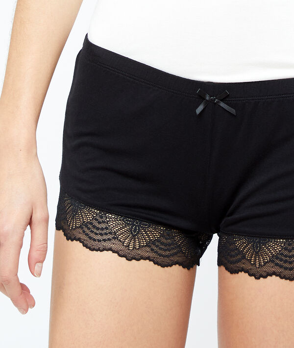 Short à bords en dentelle noir.