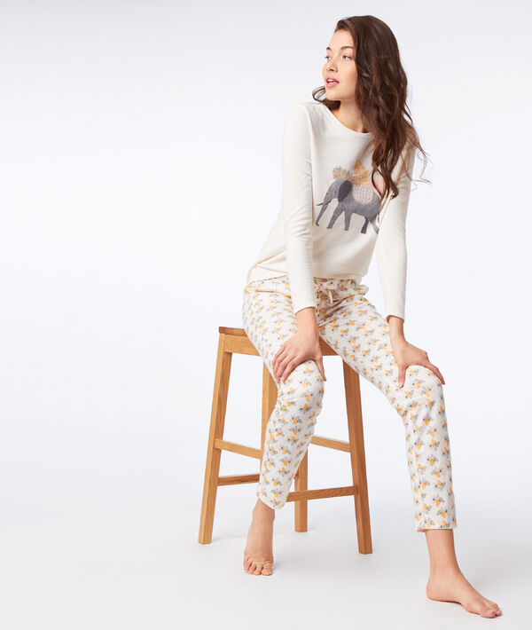 Pantalon noué imprimé éléphants Pantalon noué imprimé éléphants;${refinementColor}