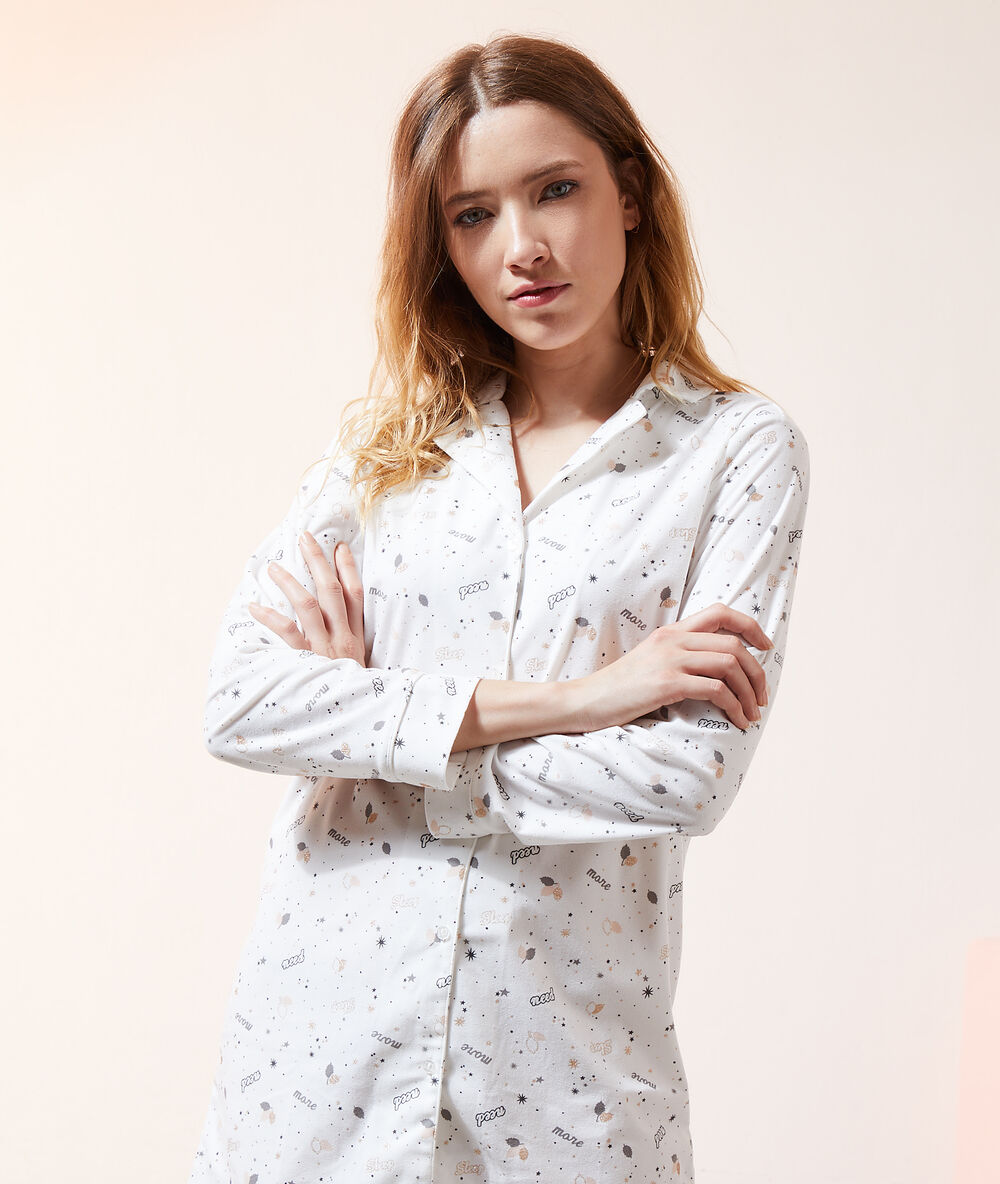 Chemise de nuit imprimé ecru.