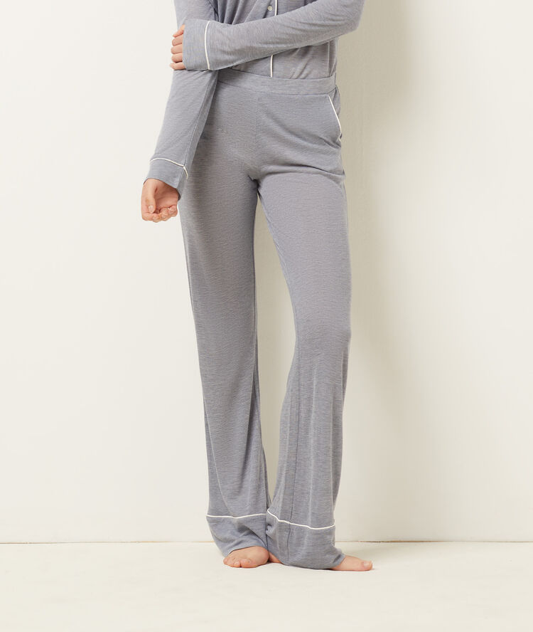 Pantalon large uni marine.