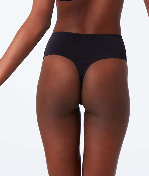 Tanga taille haute, dentelle et microfibre Tanga taille haute, dentelle et microfibre
