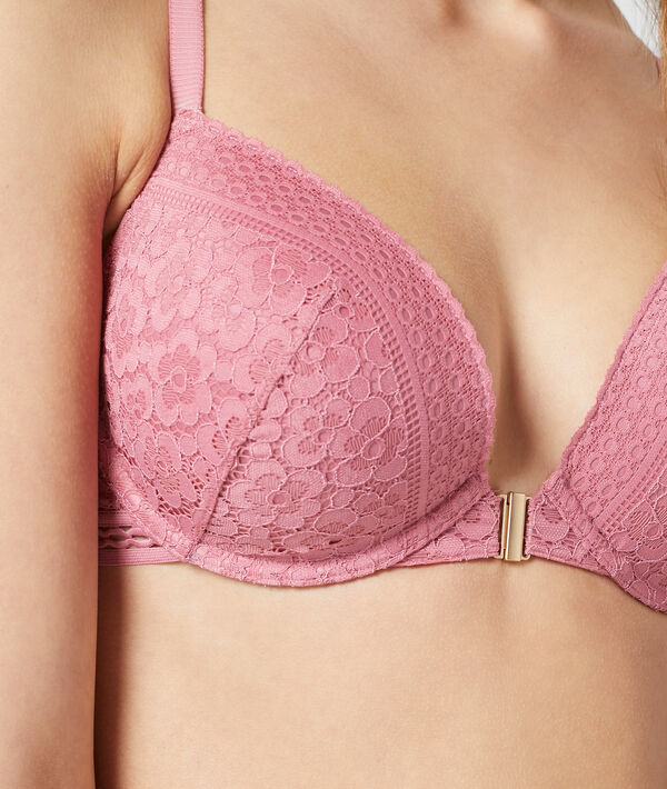Soutien-gorge n°5 - coques fines dos travaillé rose bonbon.