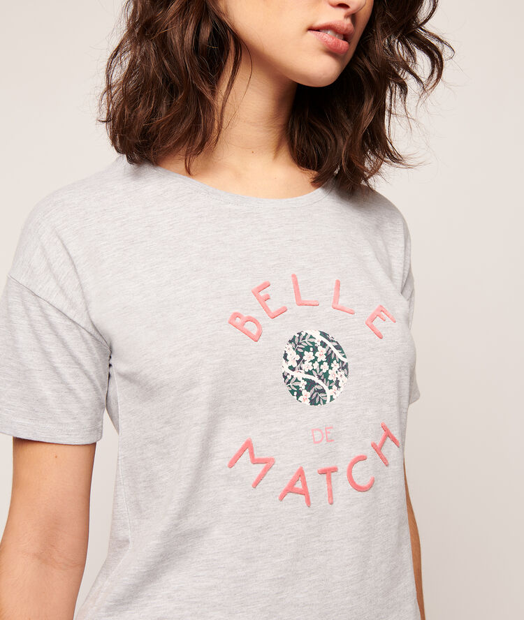 T-shirt imprimé "belle de match" gris.