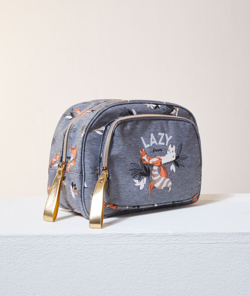 Trousse de toilette "lazy" gris.