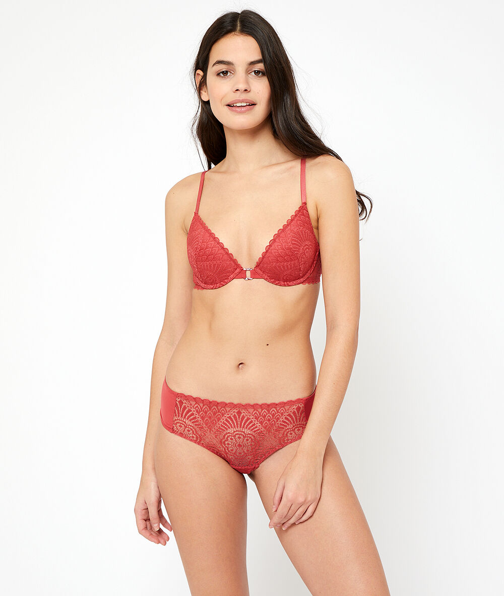 Soutien-gorge n°2 - push-up plongeant grenadine.