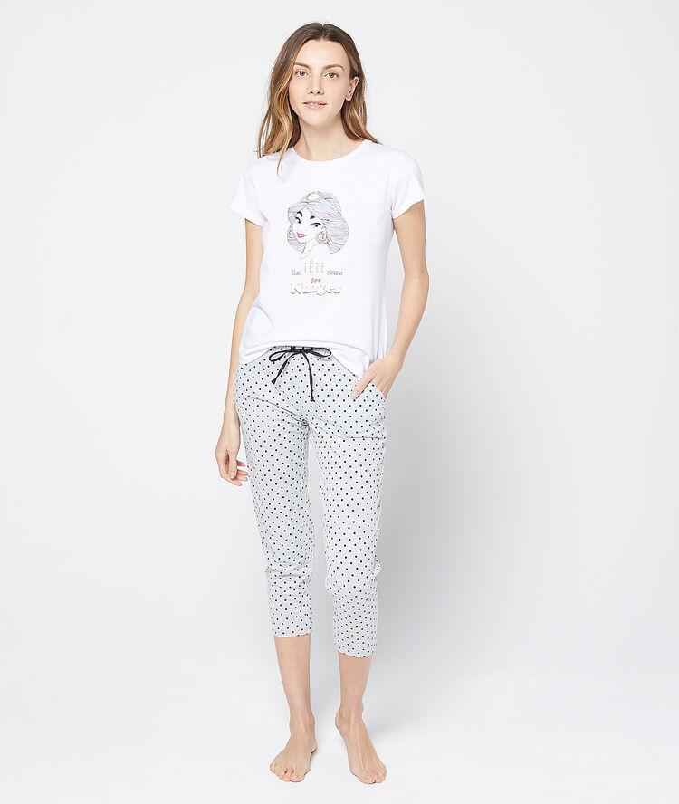 T-shirt imprimé "la tête dans les nuages" ecru.