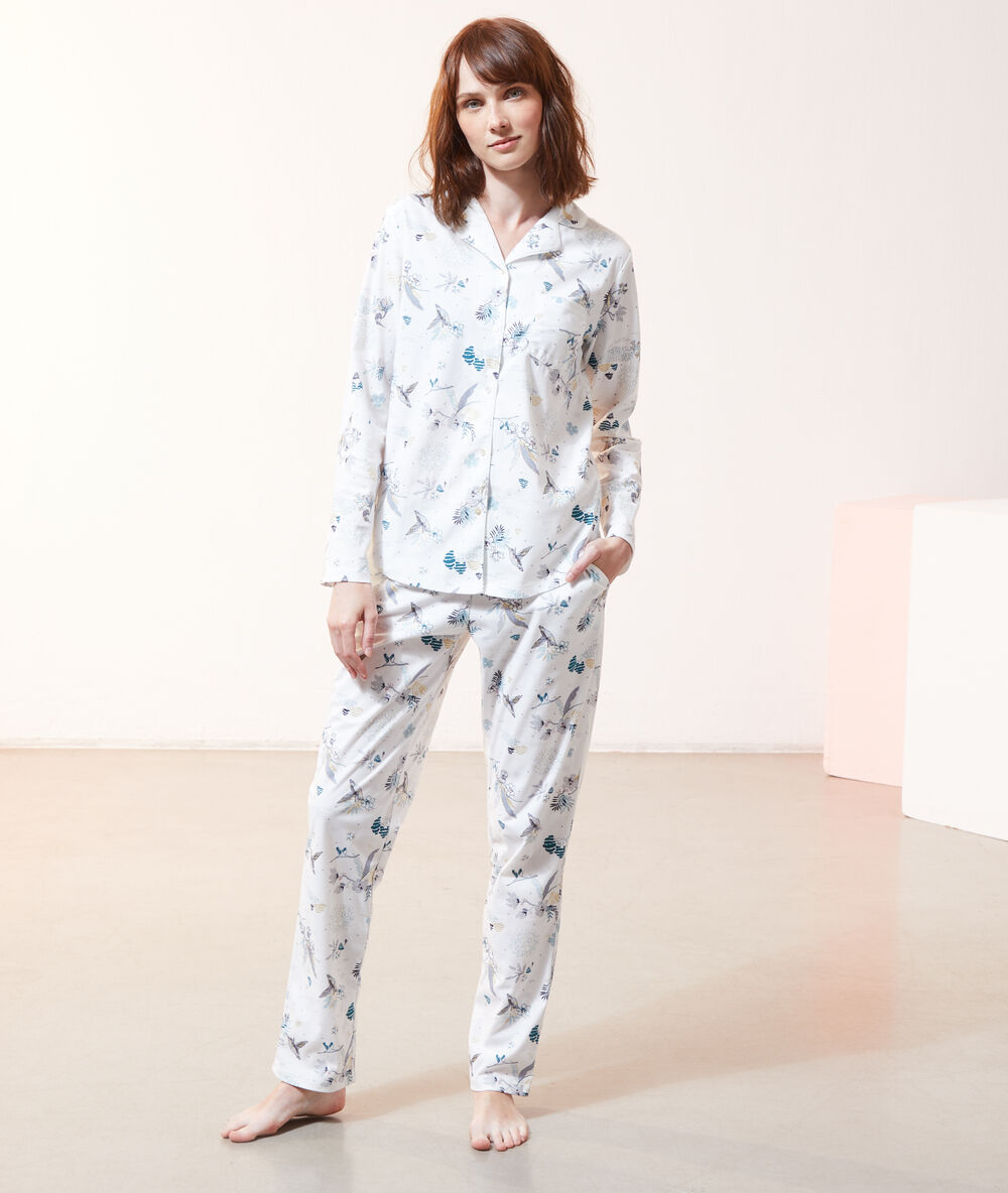 Pantalon de pyjama imprimé ecru.