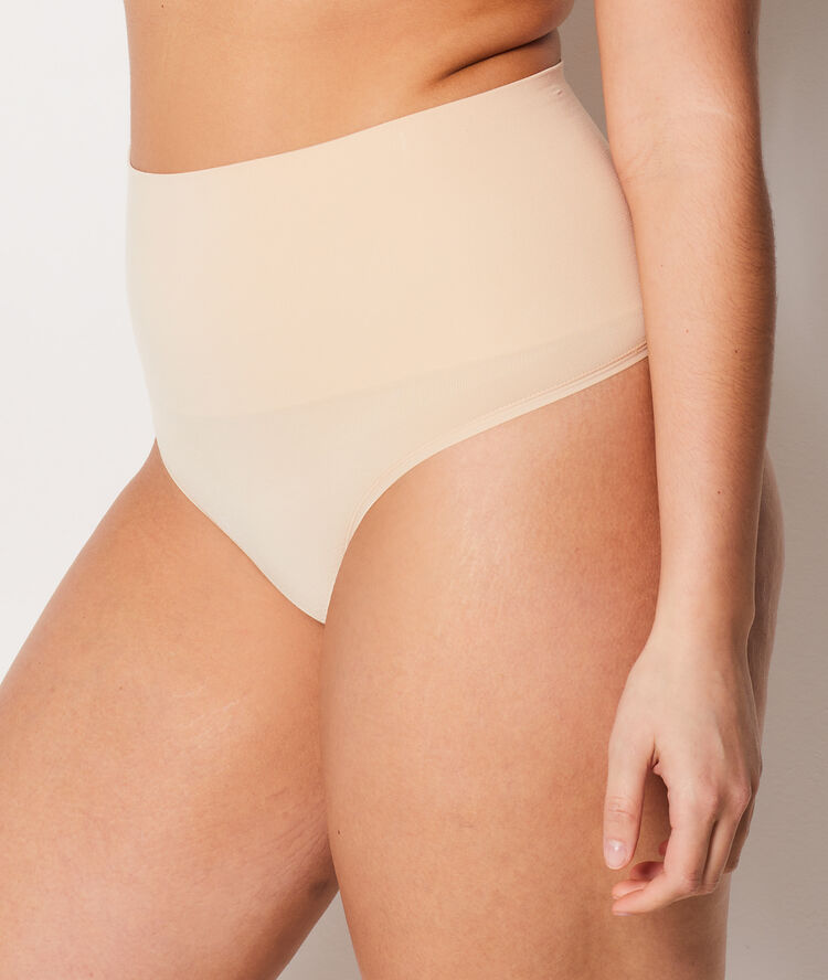 String shapewear taille haute - maintien médium beige.