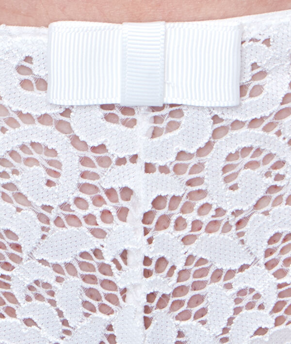 Tanga dentelle matérielle ecru.