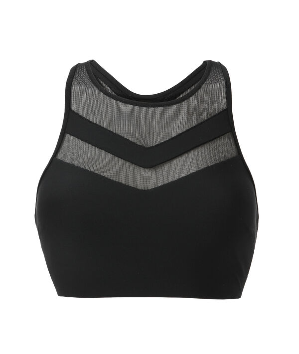 Brassière de sport, tulle et mousses amovibles - maintien fort noir.