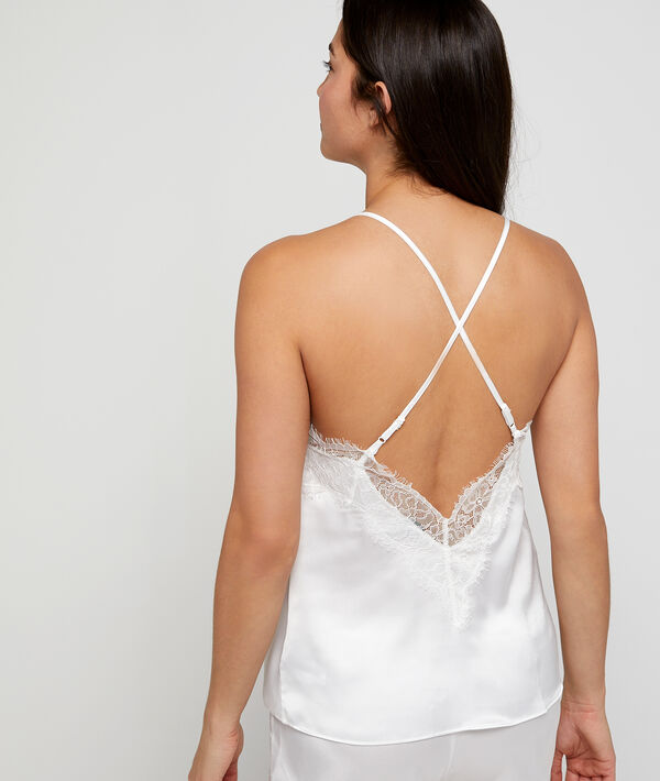 Top satiné, décolleté dentelle Top satiné, décolleté dentelle