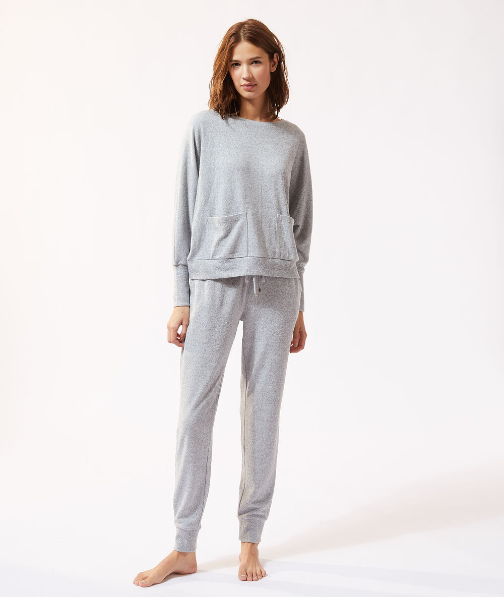 Pantalon loungewear à lacet gris.