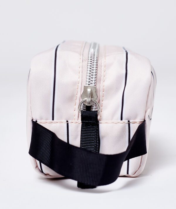 Trousse de toilette "pas du matin" rose.