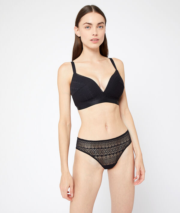 Soutien-gorge triangle à coques fines noir.