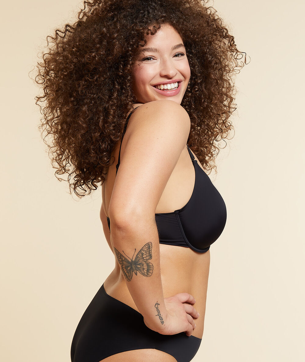 Soutien-gorge corbeille, bonnet e noir.