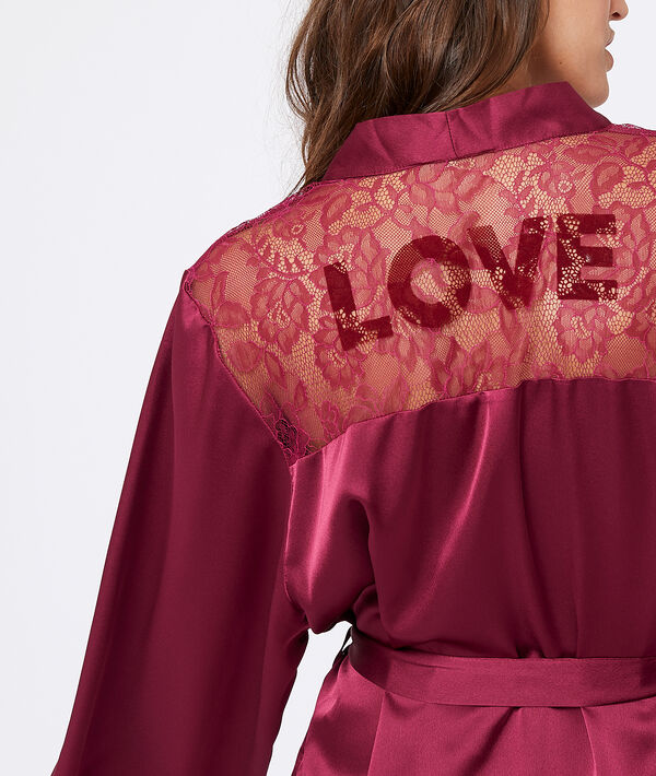 Kimono satiné dos dentelle Kimono satiné dos dentelle